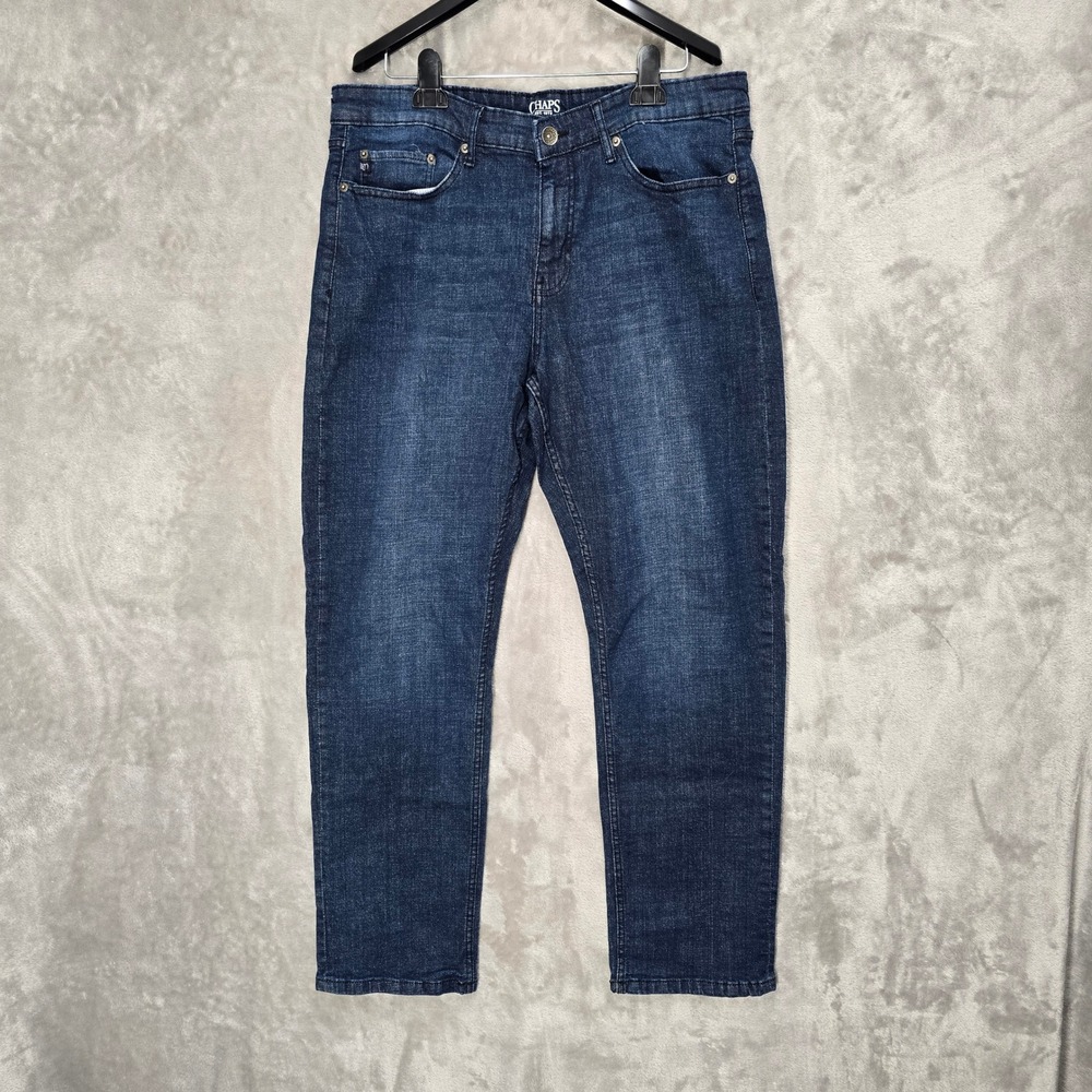 Chaps Straight Fit Jeans Mens 40x30 Dark Wash Cotton Spandex‎ Denim Pants